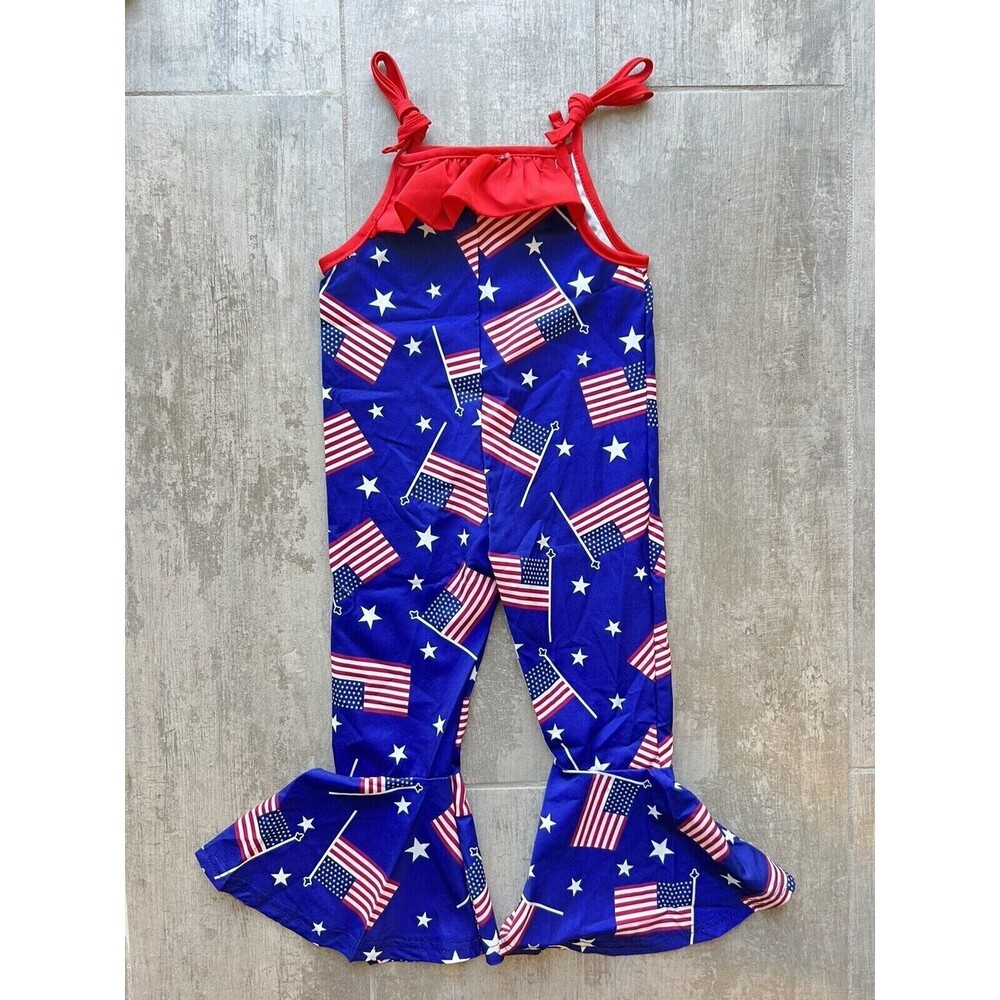 Los Angeles Boutique One Piece Romper Jumpsuit 4th of July Flag Outfit NEW 2T - Picture 7 of 7